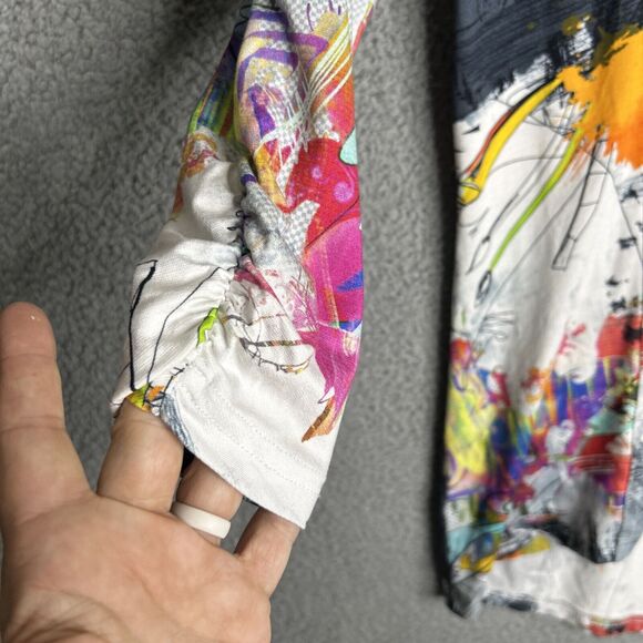 SNOSKINS Button Top Womens Small Colorful Artsy Graffiti Abstract Fun Casual - Picture 6 of 12